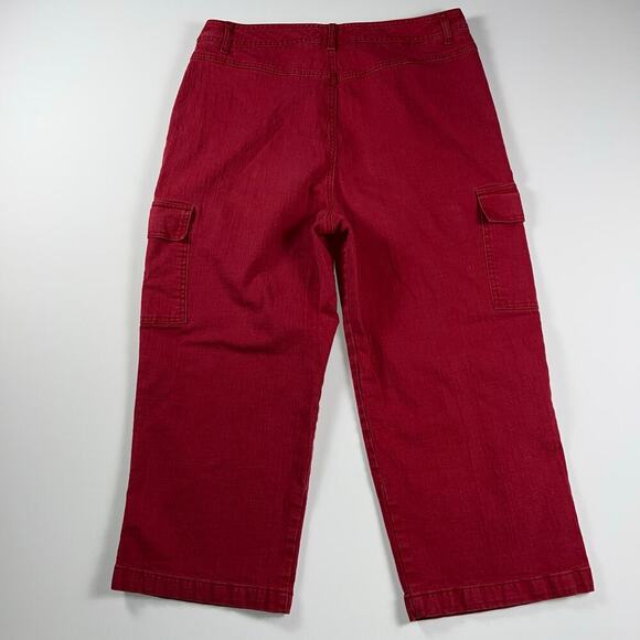 Gloria Vanderbilt Vintage High Rise Red Cotton Cargo Crop Pants Jeans Size 14 - Picture 9 of 12